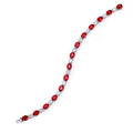 Mifanse 16.08 Carat Scarlet Tennis・Oval Vivid Red Lab-Grown Ruby 18K Alternating Diamond Tennis Bracelet
