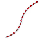 16.08 Carat Scarlet Tennis・Oval Vivid Red Lab Ruby 18K Alternating Diamond Tennis Bracelet