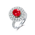 2.66 Carat Scarlet Sunburst・Lab Pigeon Blood Ruby 18K Ring