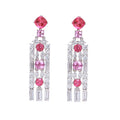 Mifanse 10 Carat Gradient Pink Lab-Grown Jubilee Ruby 18K Gold Tassel Drop Earrings