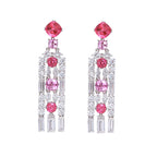 10 Carat Gradient Pink Lab Jubilee Ruby 18K Gold Tassel Drop Earrings