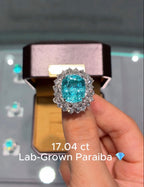 17.04 ct Lab-Grown Paraiba Custom Ring in Pt950 Platinum 💙💍Deposit