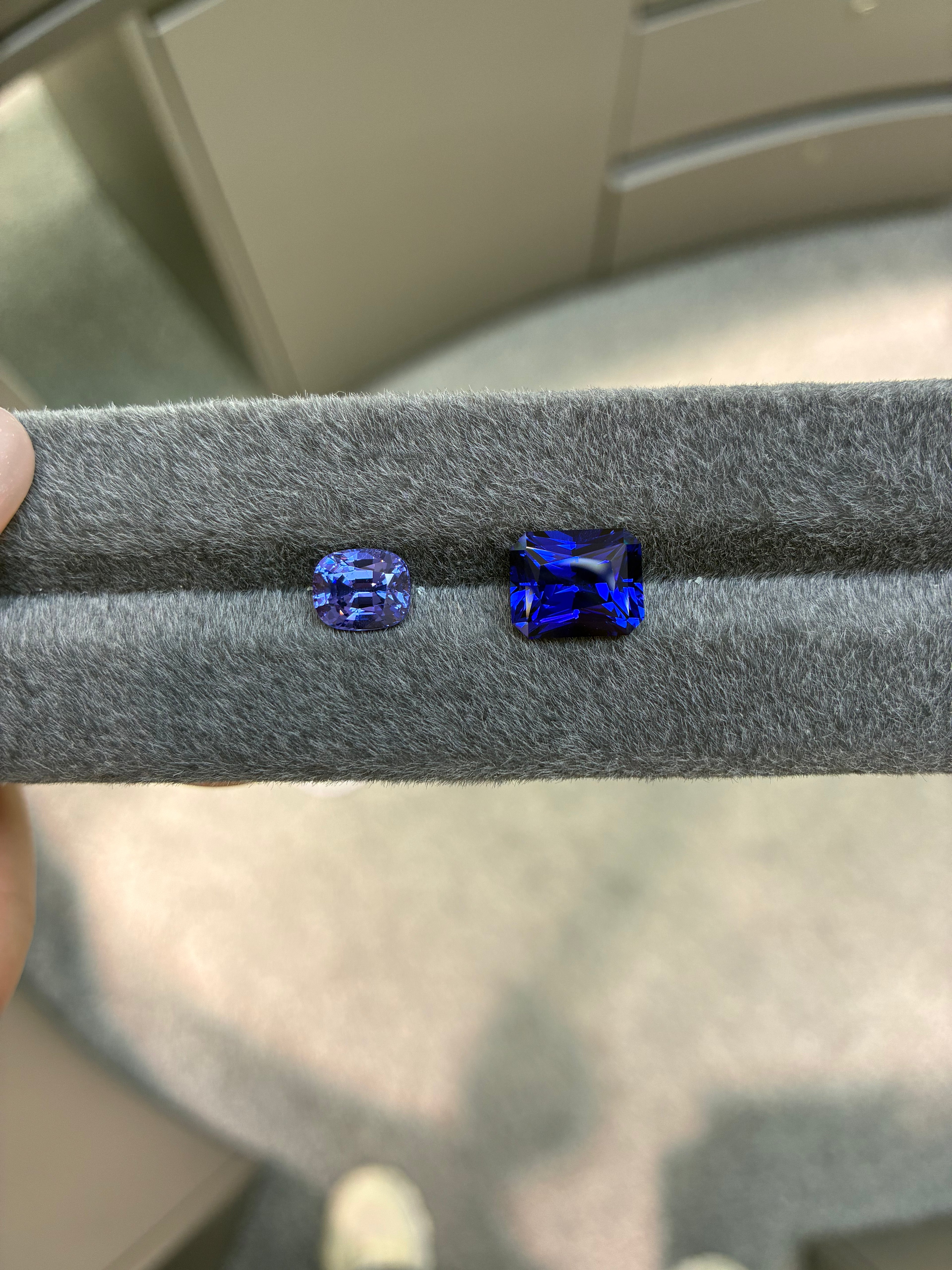 6.47ct Lab-Grown Royal Blue Sapphire + 3.27ct Lab-Grown Purple Spinel