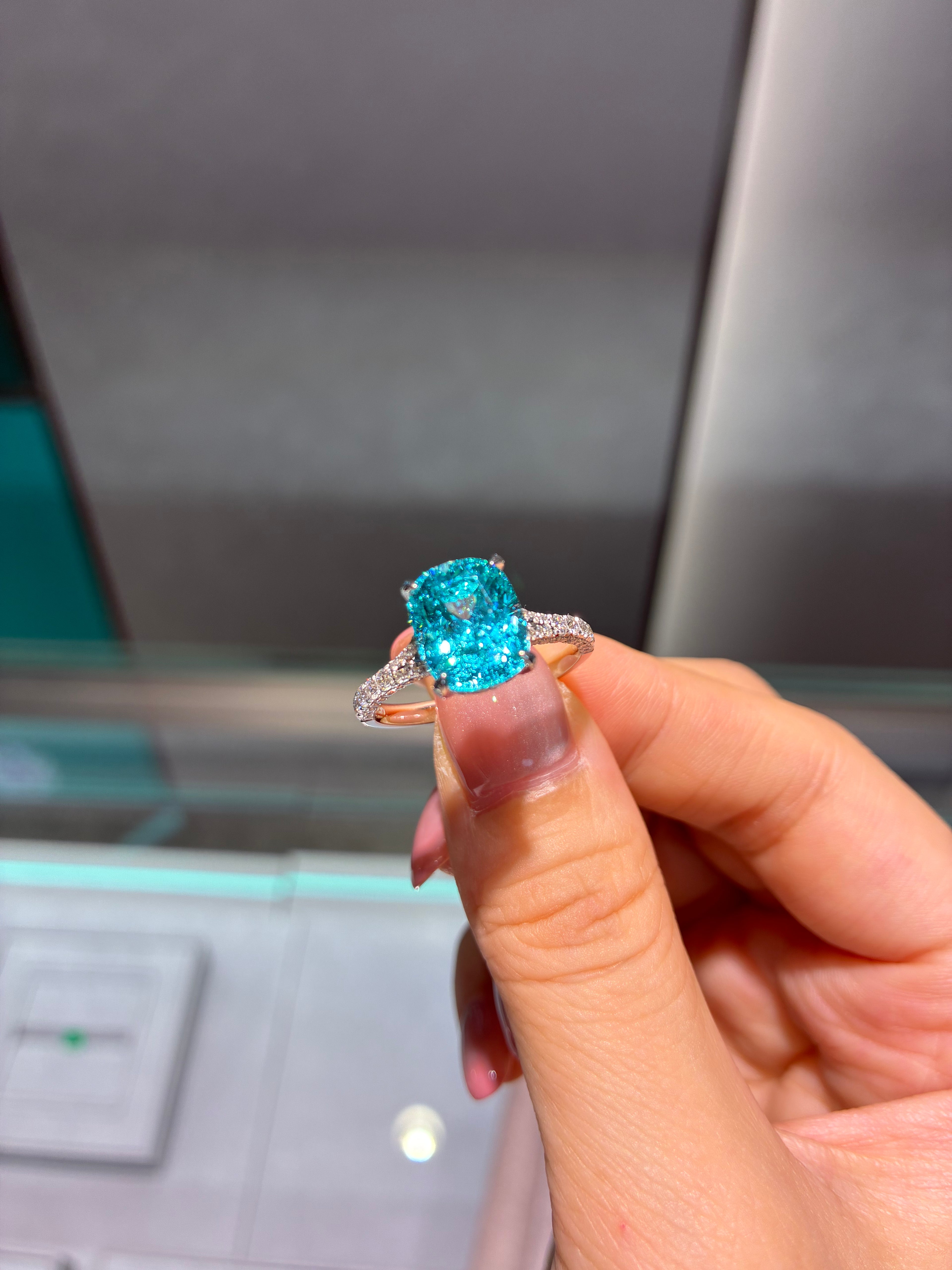 6.65CT  9K Lab Grown Paraiba Custom Ring Final Balance Payment
