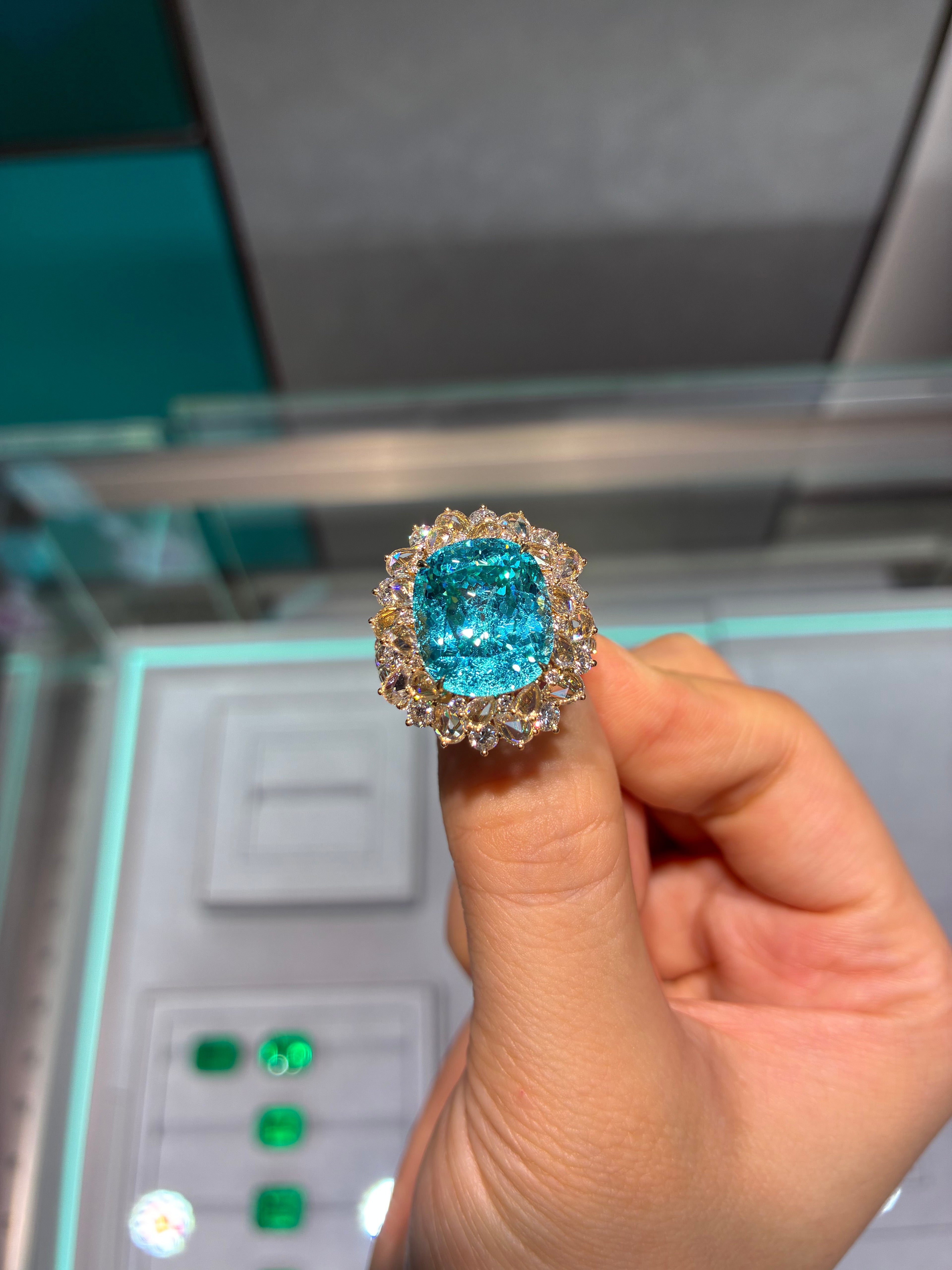 17.39 ct lab grown Paraiba Custom Ring Final Balance Payment