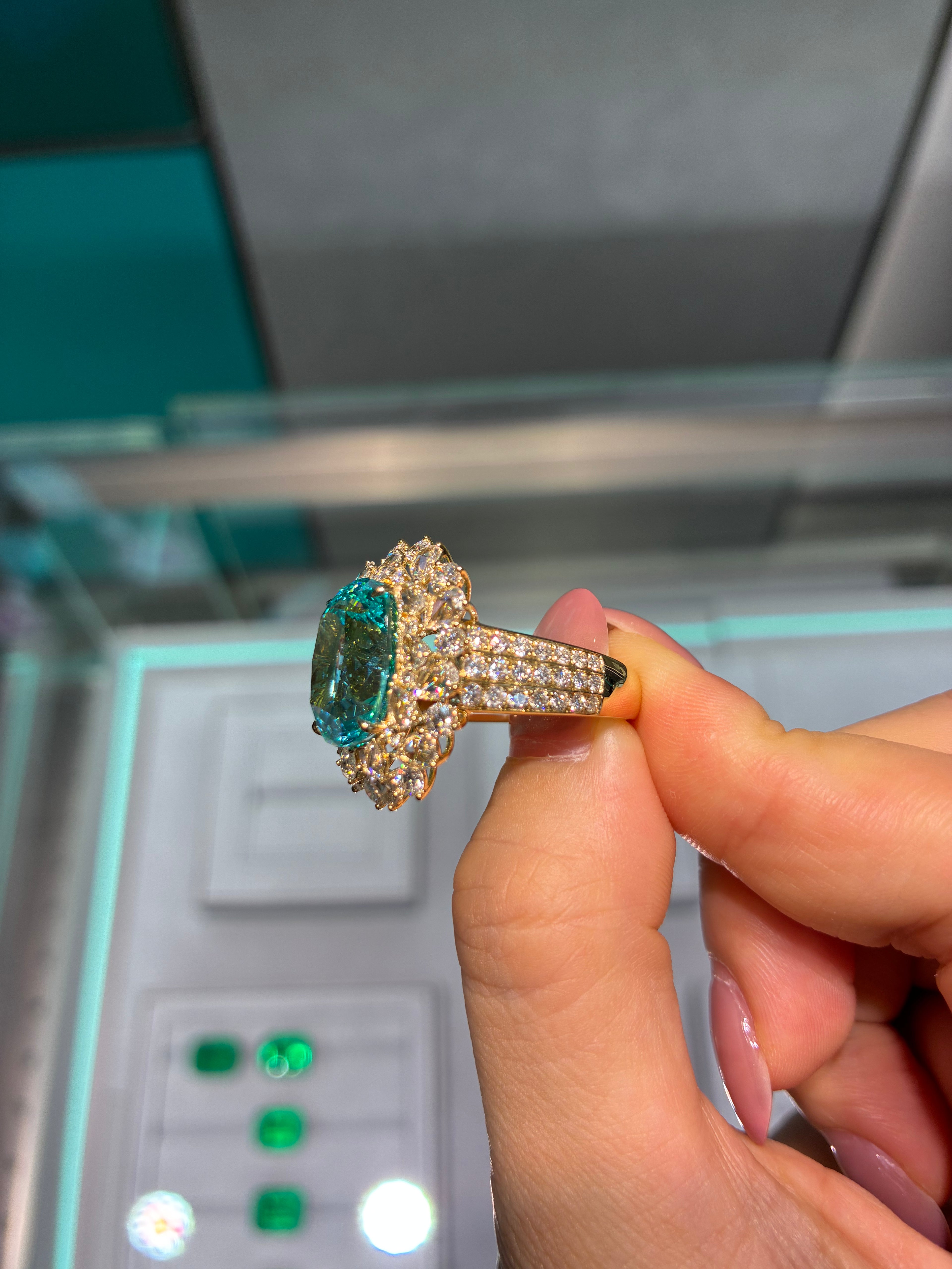 17.39 ct lab grown Paraiba Custom Ring Final Balance Payment