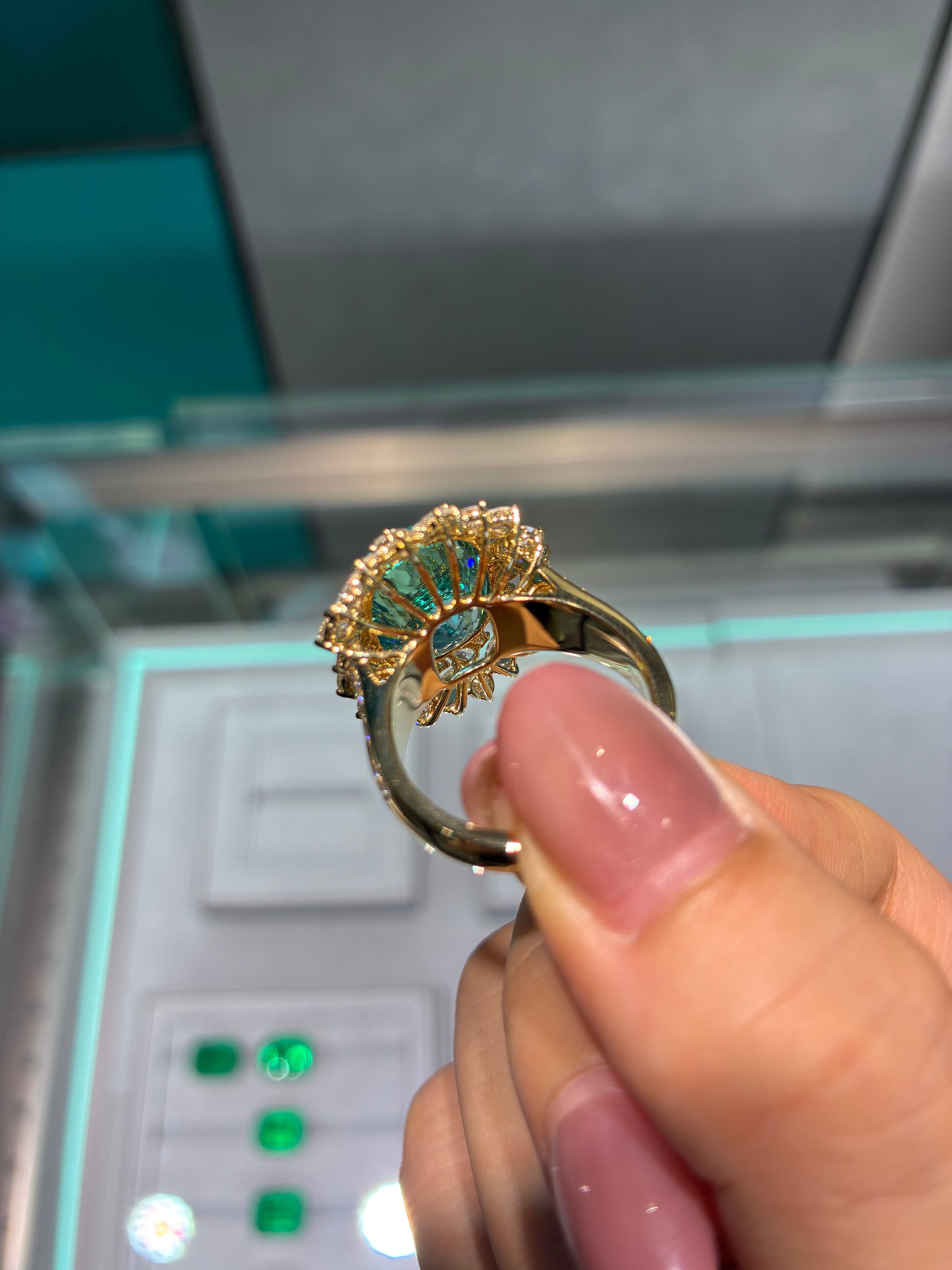 17.39 ct lab grown Paraiba Custom Ring Final Balance Payment
