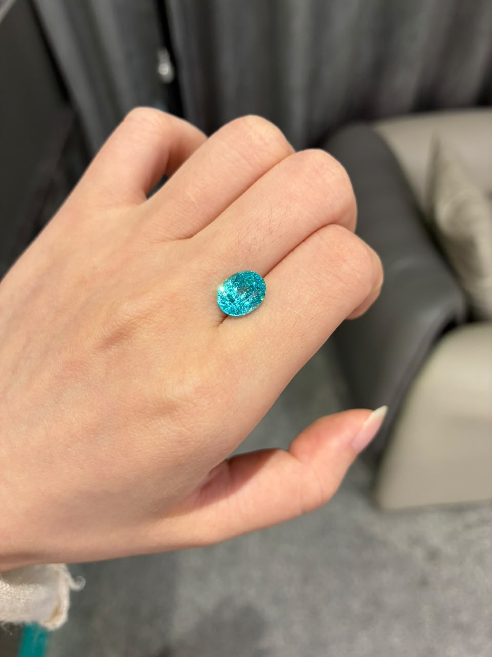 5.14 Carat Lab Paraiba Neon Blue  8.28 Carat Lab Emerald Colombian Muzo Green
