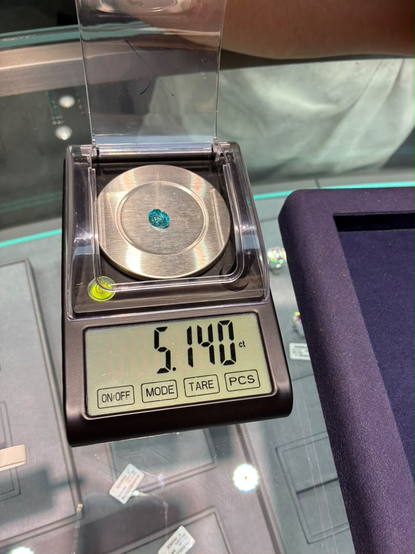 5.14 Carat Lab Paraiba Neon Blue  8.28 Carat Lab Emerald Colombian Muzo Green