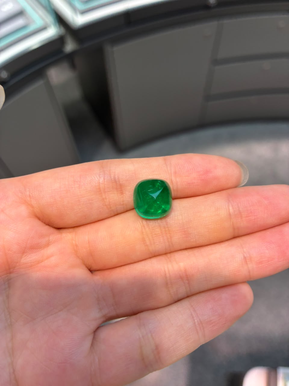 5.14 Carat Lab Paraiba Neon Blue  8.28 Carat Lab Emerald Colombian Muzo Green