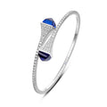 Mifanse 8.05 Carat Twin Deep Blue・Dual Cabochon Lab-Grown Royal Blue Sapphire Full-Pave 18K Gold Bangle