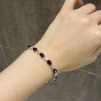 16.08 Carat Scarlet Tennis・Oval Vivid Red Lab Ruby 18K Alternating Diamond Tennis Bracelet