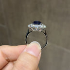 5.26 Carat Lab Grown Royal Blue Sapphire  18K Gold Radiance Ring