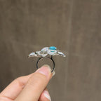 5.26 Carat Lab Neon Blue Paraiba 18K Full Pave Diamond Orchid Ring